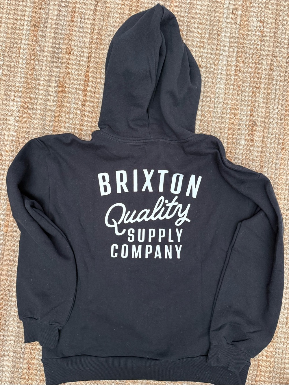 Brixton Black Pullover Hoodie with Cream Tag Detail